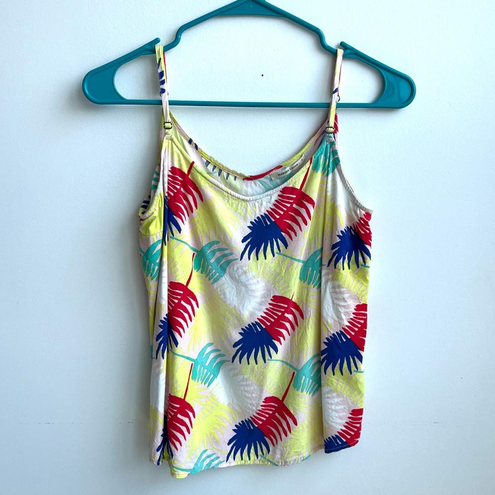 Marine Layer Verdure Print Womens Tank Top Beige Sleeveless Spaghetti Strap S